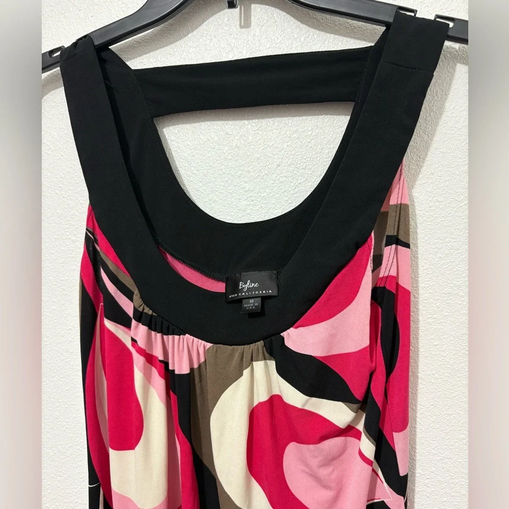 Byline California Sleeveless Straps Top Colorful Blouse Summer Happy Size M - Picture 2 of 3